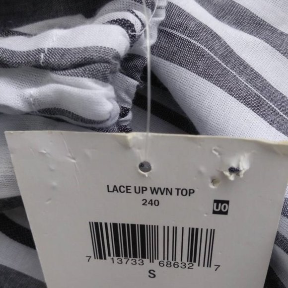 Falls Creek Lace Up Striped Blouse Size Small - Picture 6 of 6